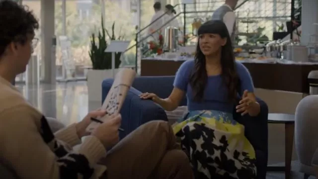 Milly Clarisa Floral-Print A-Line Skirt worn by Sam (Hannah Simone) as seen in Not Dead Yet (S02E10)
