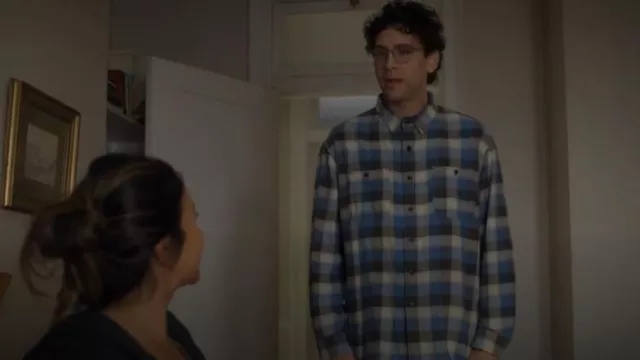 RRL Ralph Lauren Chemise de travail à carreaux Will en noir soufre bleu porté par Edward (Rick Glassman) comme on le voit dans Not Dead Yet (S02E10)