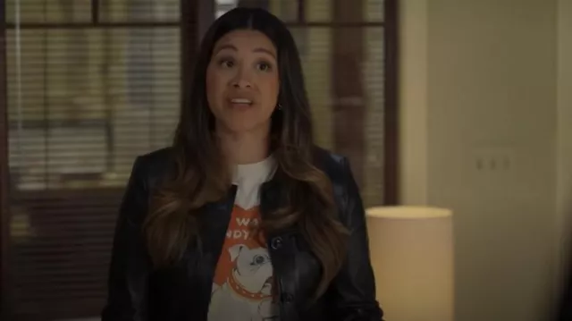 Zadig & Voltaire Liam Leather Jacket worn by Nell Serrano (Gina Rodriguez) as seen in Not Dead Yet (S02E10)