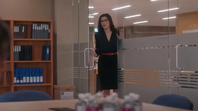L'Agence Ava Lace Cuff Blouse worn by Susan (Inga Schlingmann) as seen in So Help Me Todd (S02E07)