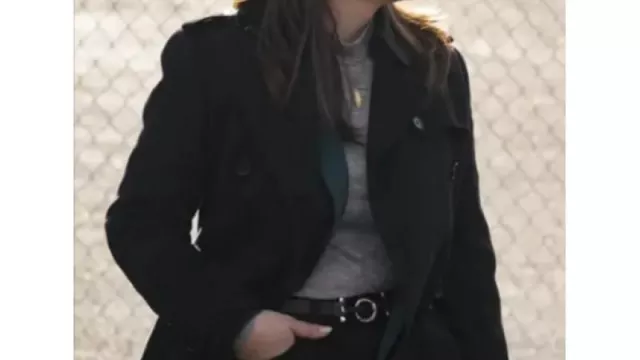 Tracker TV series outfits: Reenie Green (Fiona Rene) os wearing Camel Wool Long Trench Coat in season 1, episode 7