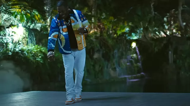 Louis Vuitton White & Orange Monogram Canvas LV Trainer Sneakers worn by Busta Rhymes in Busta Rhymes - HOMAGE (Official Music Video) ft. Kodak Black