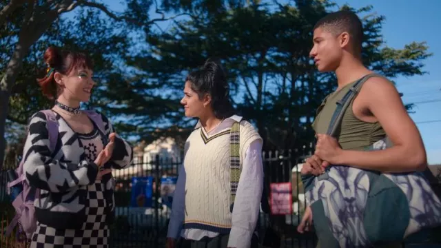 Cider Game Time Checkerboard Knit Skirt worn by Quinni Gallagher-Jones (Chloé Hayden) as seen in Heartbreak High (S02E07)
