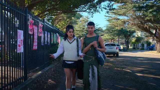 Cider Raw Hem Denim Mini Skirt worn by Amerie Wadia (Ayesha A. Madon) as seen in Heartbreak High (S02E07)