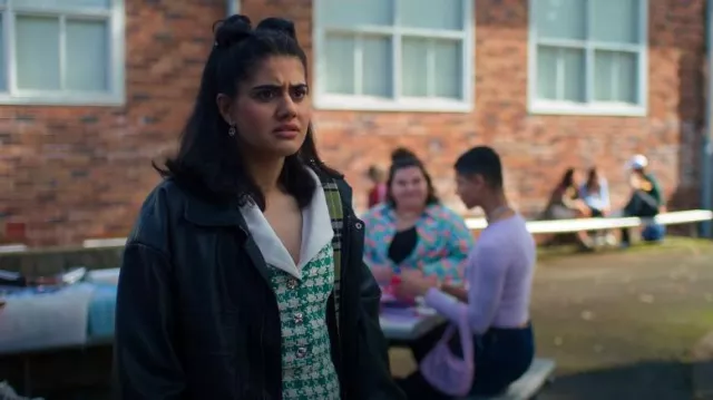 Lioness Kenny Bomber Jacket worn by Amerie Wadia (Ayesha A. Madon) as seen in Heartbreak High (S02E08)