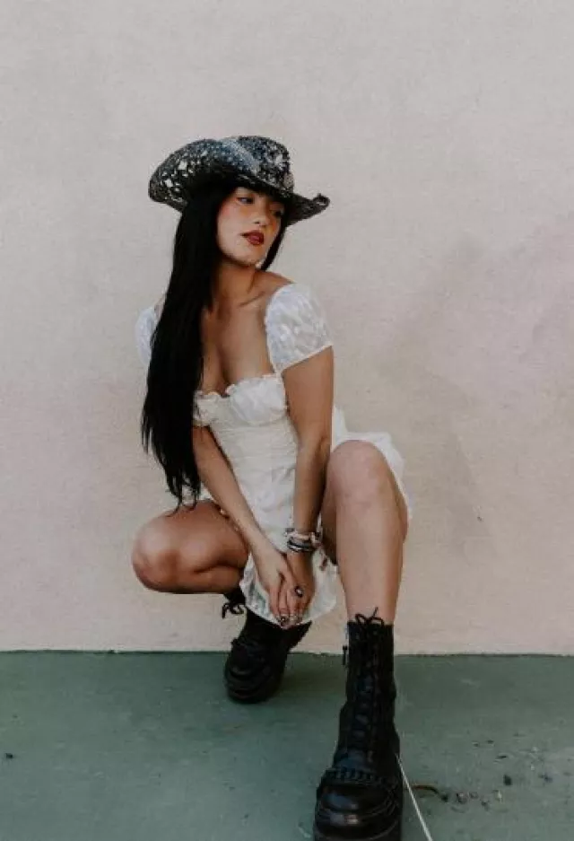 Damelio Footwear Camdon Platform Boot in Black worn by Charli D’Amelio on her Instagram Post on April 27, 2024