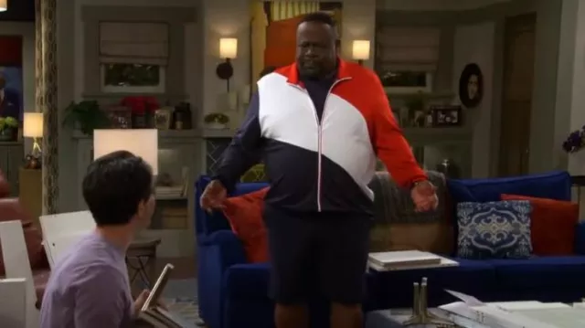 Ideology Men's Regular Fit Colorblocked Track Jacket Red worn by Calvin Butler (Cedric the Entertainer) as seen in The Neighborhood (S06E09)