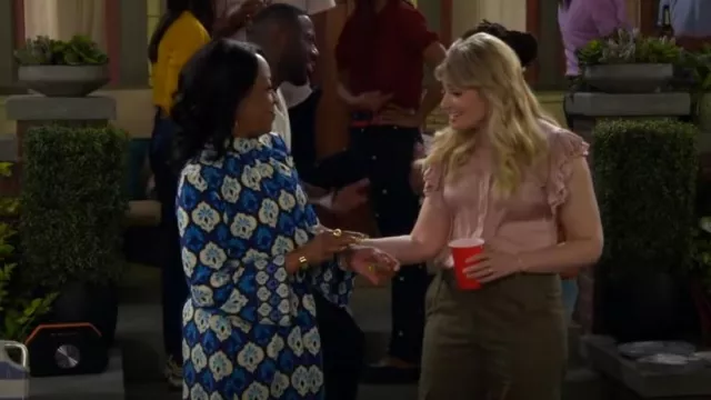 Zadig & Voltaire Tiza Blouse worn by Gemma Johnson (Beth Behrs) as seen in The Neighborhood (S06E09)