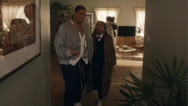 Cinq à Sept Peony Embroidered Long Pauline Bomber worn by Delilah (Laya DeLeon Hayes) as seen in The Equalizer (S04E07)