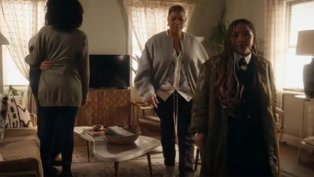 Fear of God Double Faced Virgin Wool & Cashmere Collarless Bomber Jacket worn by Robyn McCall (Queen Latifah) as seen in The Equalizer (S04E07)