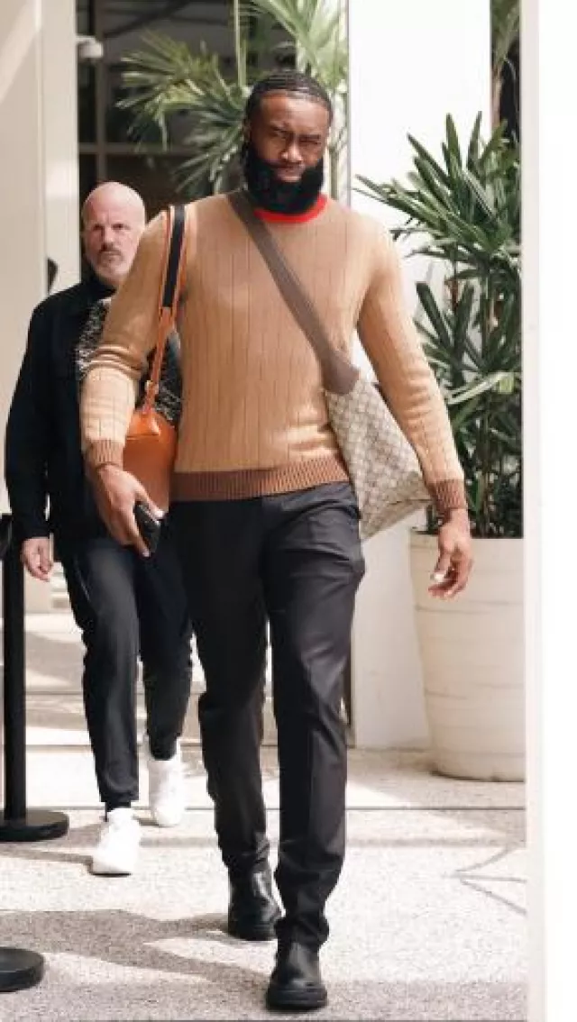 Gucci Beige-GG Web Stripe 'Jackie 1961' Bag worn by Jaylen Brown on the Instagram account @celtics