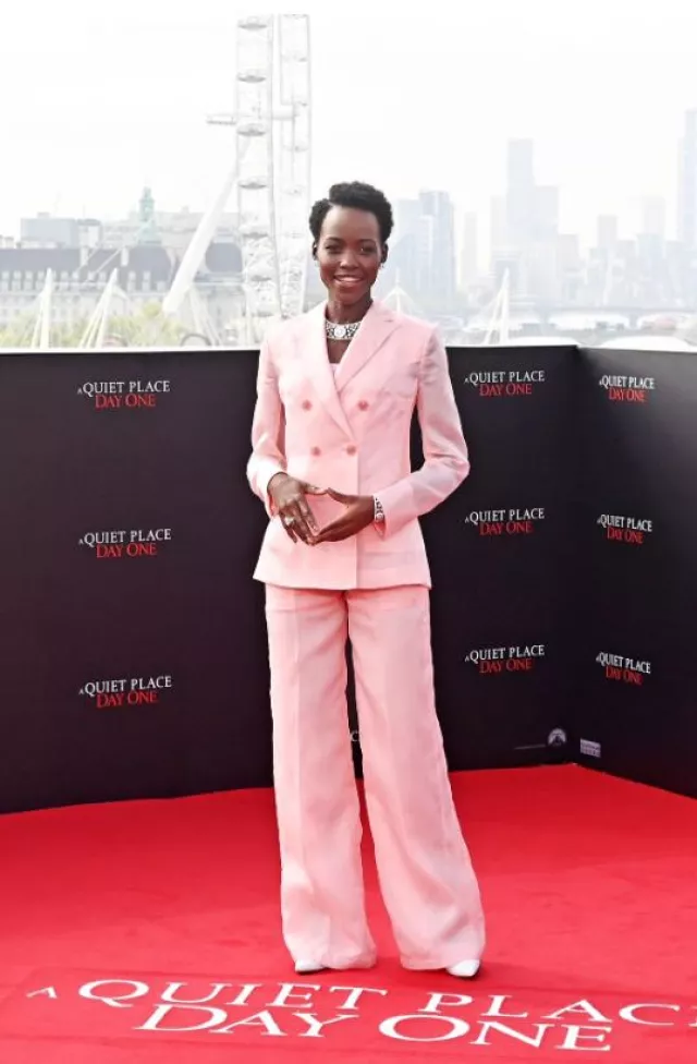 De Beers Atomique Cuff worn by Lupita Nyong'o at A Quiet Place: Day One London Photocall on May 1, 2024