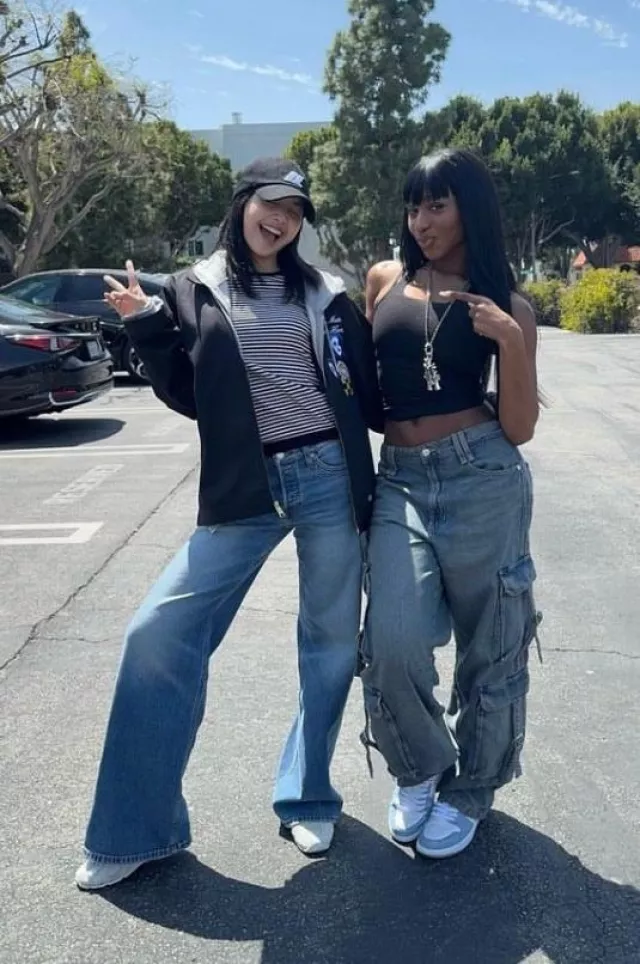 Re/Done Stretch Mid Rise Wide Leg Jeans worn by Lisa on her Instagram post on April 19, 2024