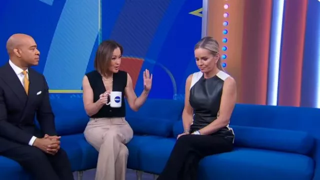 Proenza Schouler Ruched Leather Sleeveless Top worn by Jennifer Ashton as seen in Good Morning America on April 30, 2024