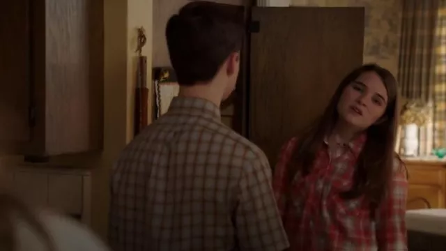 Mossimo Light­weight Plaid But­ton Up Shirt. worn by Missy Cooper (Raegan Revord) as seen in Young Sheldon (S07E10)
