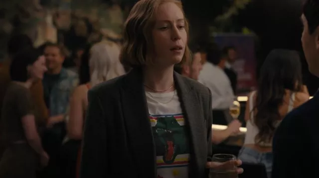 Saint Laurent T-Rex T-Shirt worn by Ava (Hannah Einbinder) as seen in Hacks (S03E01)