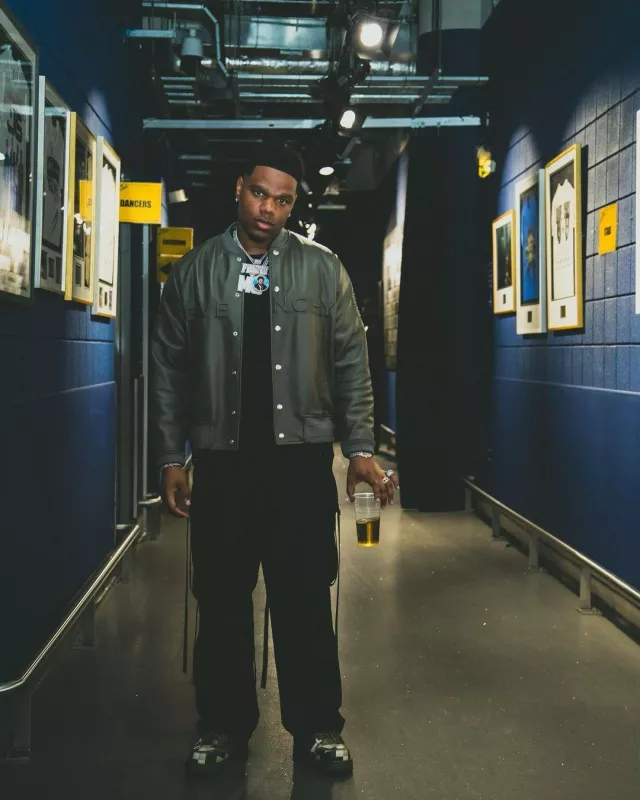 Givenchy Olive Green Leather Embossed Logo Jacket worn by Fridayy on the Instagram account @fridayy