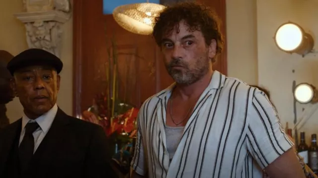 Zara Striped Linen Shirt worn by Colin (Skeet Ulrich) as seen in Parish (S01E01)