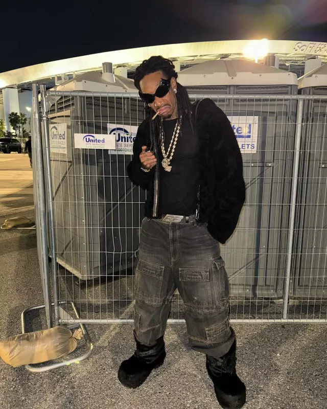 Balenciaga Black & Silver 'BB Moto' Belt worn by Wiz Khalifa on the Instagram account @wizkhalifa