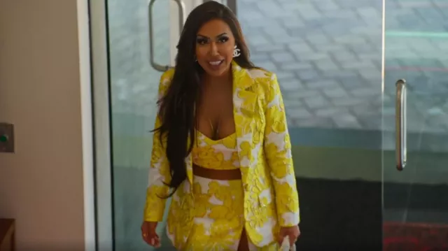 Fashion Nova Poppy Embroidered Blazer worn by Kayla Cardona as seen in Selling The OC (S03E03)