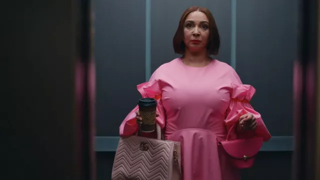 Gucci Pink Medium GG Marmont Matelasse Tote worn by Molly Novak (Maya Rudolph) as seen in Loot (S02E07)