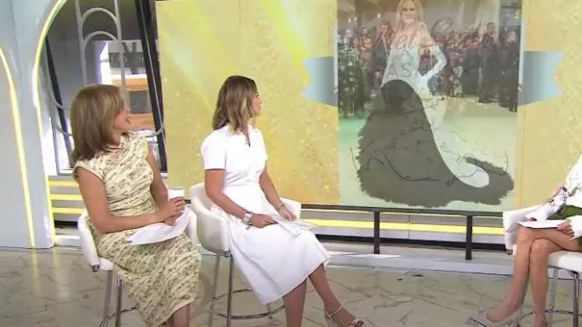 Gucci Marmont GG Ankle-Strap Sandals worn by Savannah Guthrie as seen in Today on May 7, 2024