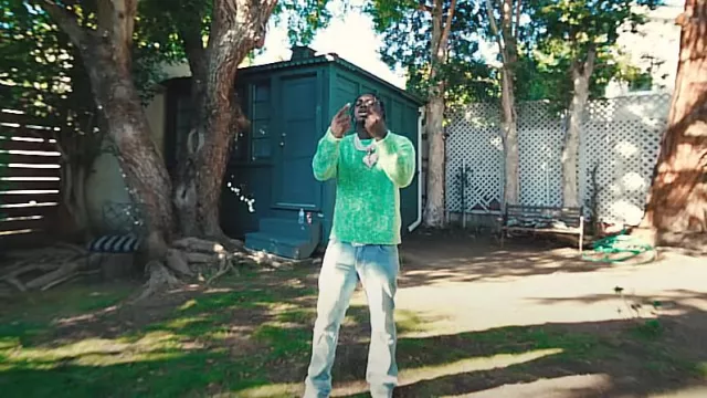 Loewe Light Green Speckled Sweater worn by Sleepy Hallow in Sleepy Hallow - Winners In Paris (Official Video)