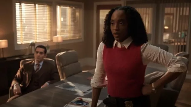 Rag & Bone Edith Houndstooth Sweater Vest worn by Faith Mitchell (Iantha Richardson) as seen in Will Trent (S02E08)