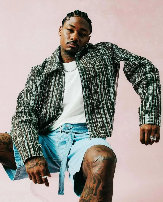 Bottega Veneta Light Bleached Blue Belted Denim Shorts worn by Stefon Diggs on the Instagram account @stefondiggs