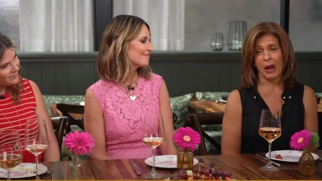 Karl Lagerfeld Imitation Pearl Button Sleeveless Top worn by Hoda Kotb as seen in Today on May 10, 2024