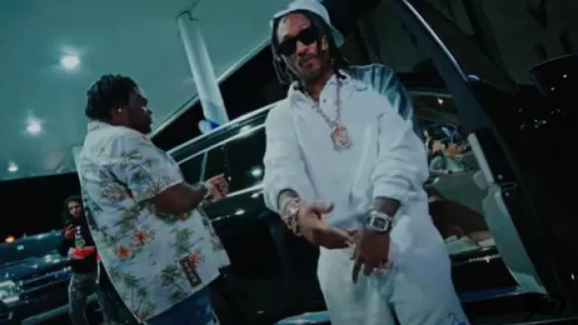Rhude White Terry Cotton Rugby Polo worn by Future in Tee Grizzley - Swear to God (Feat. Future) [Official Video]
