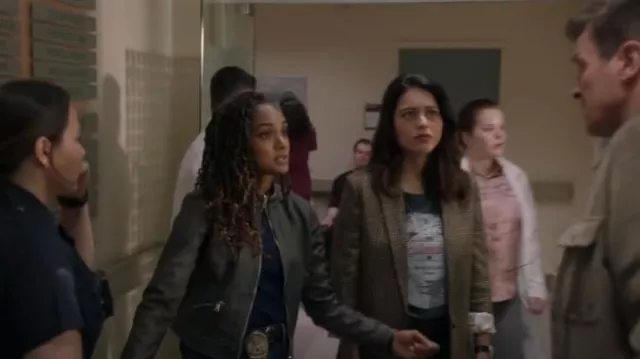 Zadig And Voltaire Checked Blaz­er worn by Angela Lopez (Alyssa Diaz) as seen in The Rookie  (S06E08)