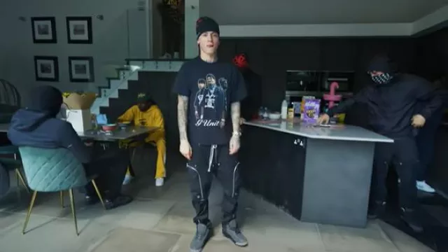 Rick Owens Black 'Bauhaus' Cargo Jogger Pants worn by Central Cee in HE'S BACK!! CENTRAL CEE - CC FREESTYLE REACTION