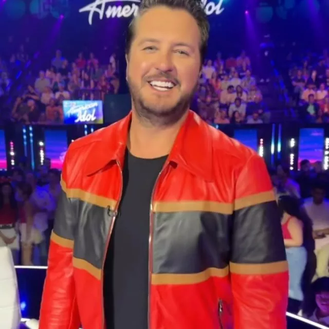 Veste chemise en cuir à rayures rouges de Luke Bryan sur le compte Instagram @lukebryan