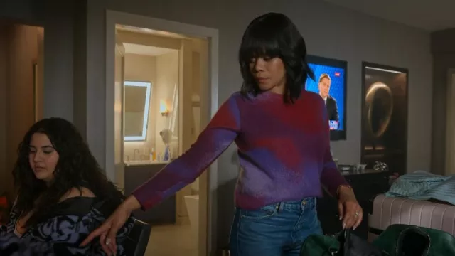 Vince Ombre Jacquard Crew Sweater worn by Kimberlyn Kendrick (Christina Elmore) as seen in The Girls on the Bus (S01E10)