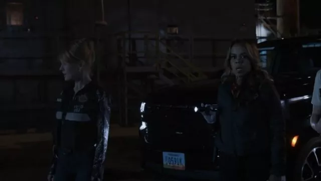 L'agence Print­ed Silk Blouse worn by Catherine Willows (Marg Helgenberger) as seen in CSI: Vegas (S03E09)