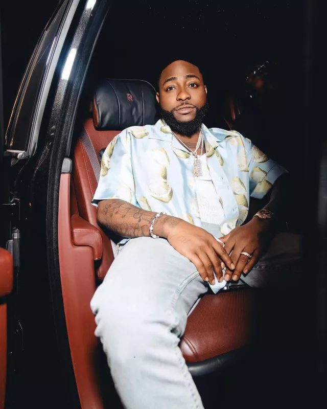 Givenchy Light Blue Peeled Lemons Print Shirt worn by Davido on the Instagram account @davido