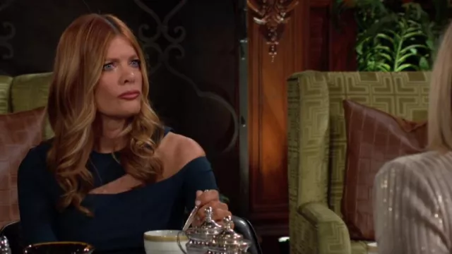 Reiss Tiffany Dress in Teal worn by  Phyllis Summers (Michelle Stafford) as seen in The Young and the Restless on May 6, 2024