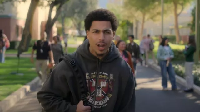 Cross Colours Bsu Crest Hoodie worn by Andre Johnson, Jr. (Marcus Scribner) as seen in grown-ish (S06E17)