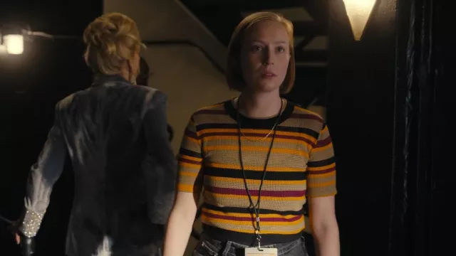 Dries Van Noten Striped Mesh Shirt worn by Ava (Hannah Einbinder) as seen in Hacks (S03E03)