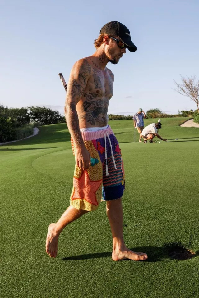Los shorts de ganchillo de Nahmias que lució Justin Bieber en su cuenta de Instagram @justinbieber