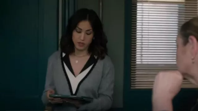 Sandro V-Neck Fine-Knit Jumper worn by Detective Violet Yee (Connie Saltzman) as seen in Law & Order (S23E12)