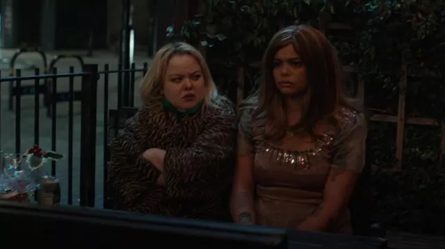 Asos Design An­i­mal Print For­mal Coat In Brown worn by Maggie (Nicola Coughlan) as seen in Big Mood (S01E02)