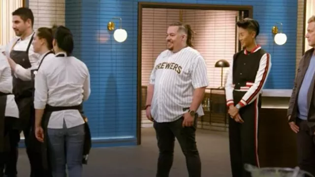 Christian Yelich Milwaukee Brewers Autographed White Nike Replica Jersey - Autographed MLB Jerseys worn by Amar Santana as seen in Top Chef (S21E07)