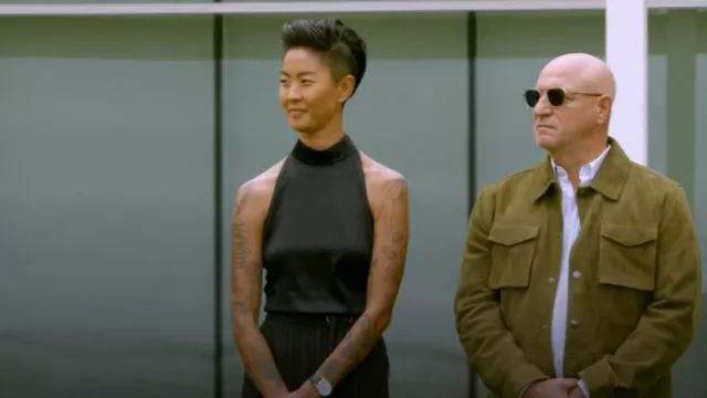 Theory Women's Roll Neck Halter Top worn by Kristen Kish as seen in Top Chef (S21E08)
