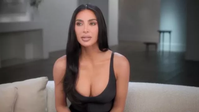 Skims Body Shaping Scoop-Neck Tank Mini Dress worn by Kim Kardashian as seen in The Kardashians (S05E01)