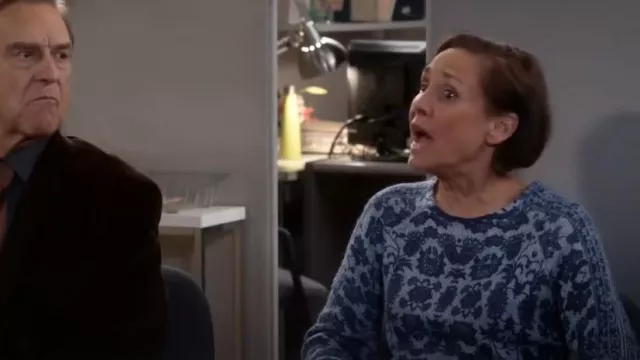 Lucky Brand Damask Pullover Sweater worn by Jackie Harris (Laurie Metcalf) as seen in The Conners (S06E12)