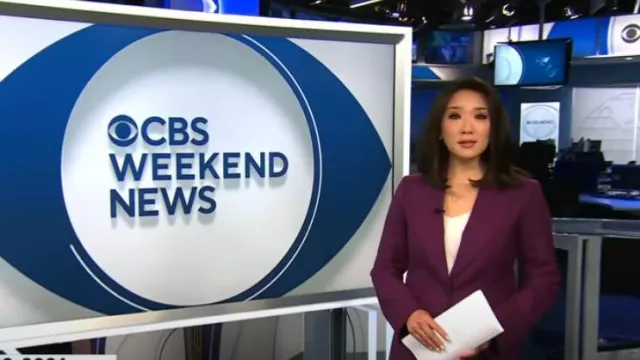 Blazer Banana Republic Lido porté par Nancy Chen vu dans CBS Evening News le 20 mai 2024