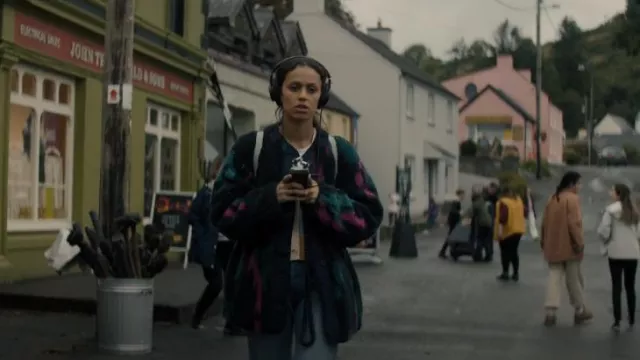 Isabel Marant Memma Reversible Fleece Short Coat worn by Emmy (Robyn Cara) as seen in Bodkin (S01E05)