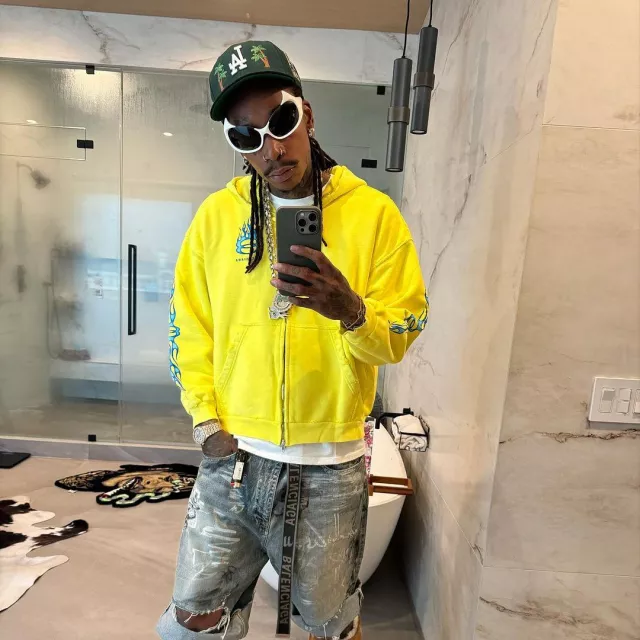 Balenciaga White Gotham Cat Sunglasses worn by Wiz Khalifa on the Instagram account @wizkhalifa
